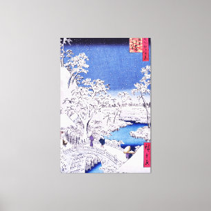 Afbeelding bij de brug door Utagawa Hiroshige Canvas Afdruk