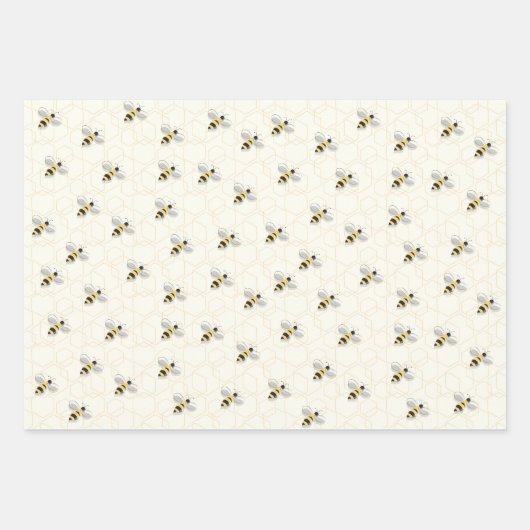 Afbeelding bijen Geel Zwart Insect Dier Inpakpapier Vel (Voorkant 3)