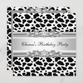 Afbeelding 'Birthday Party Koe Print Diamond' Kaart (Voorkant / Achterkant)