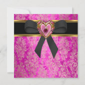 Afbeelding Black Pink Damask Jewel Kaart (Achterkant)