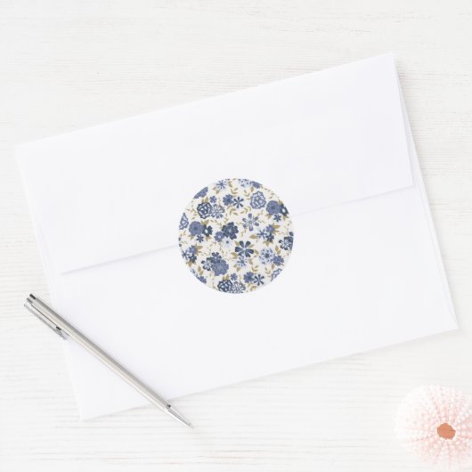 Afbeelding Blauwe Vijnbloemen Botanisch Ronde Sticker (Envelop)