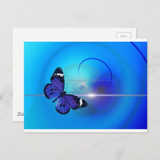 Afbeelding blauwe vlinder briefkaart (Voorkant / Achterkant)