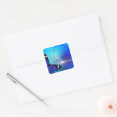 Afbeelding blauwe vlinder vierkante sticker (Envelop)