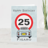 Afbeelding Bleek Aqua Figaro Auto Birthday Kaart (Voorkant)