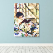 Afbeelding Boeken in de winter Canvas Afdruk (Insitu (Houten vloer))