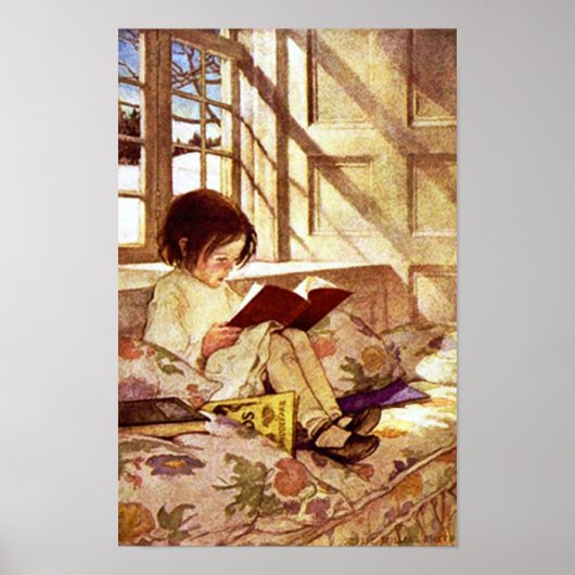 Afbeelding Boeken in de winter door Jessie Willcox Poster (Voorkant)