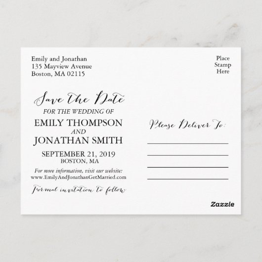 Afbeelding bruiloft Save the date Briefkaart, een  Briefkaart (Achterkant)