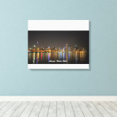 Afbeelding Canvas Chicago Skyline Nachtfoto Afdruk (Insitu (Houten vloer))
