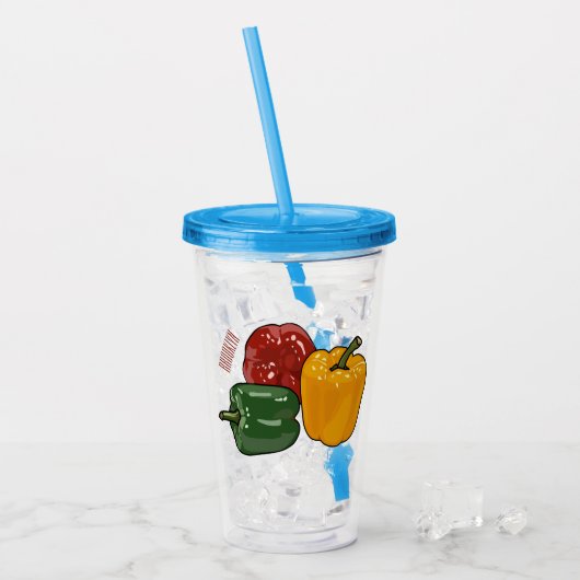 Afbeelding Capsicum cartoon Acryl Drinkbeker (Voorkant ijs)