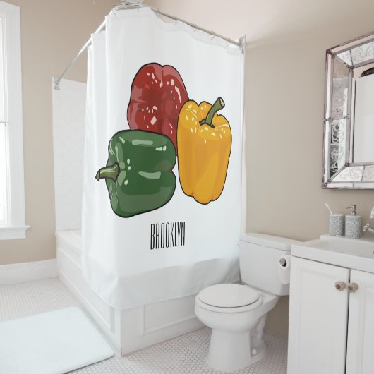 Afbeelding Capsicum cartoon Douchegordijn (In situ)