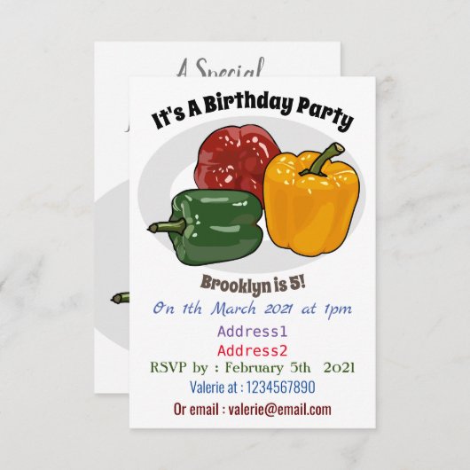 Afbeelding Capsicum cartoon Kaart (Voorkant / Achterkant)