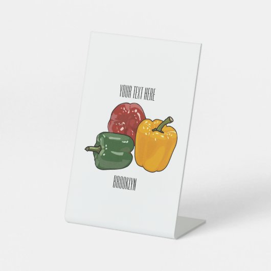 Afbeelding Capsicum cartoon Reclamebord Met Voetstuk (Voorkant)