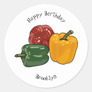 Afbeelding Capsicum cartoon Ronde Sticker