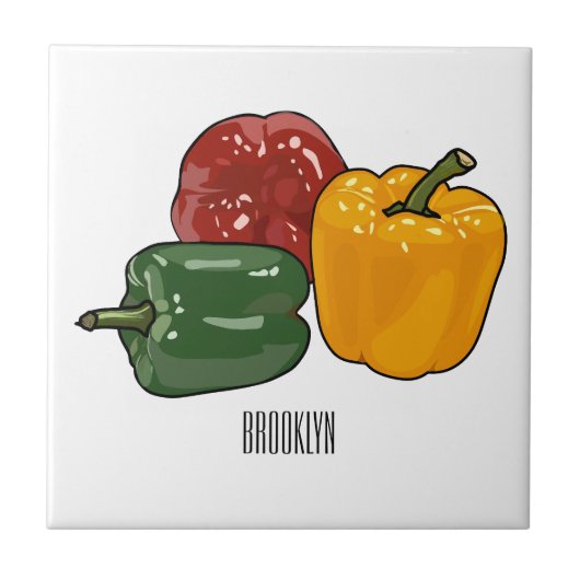 Afbeelding Capsicum cartoon Tegeltje (Voorkant)