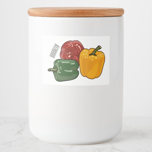 Afbeelding Capsicum cartoon Voedselcontainer Etiket (Voorkant)