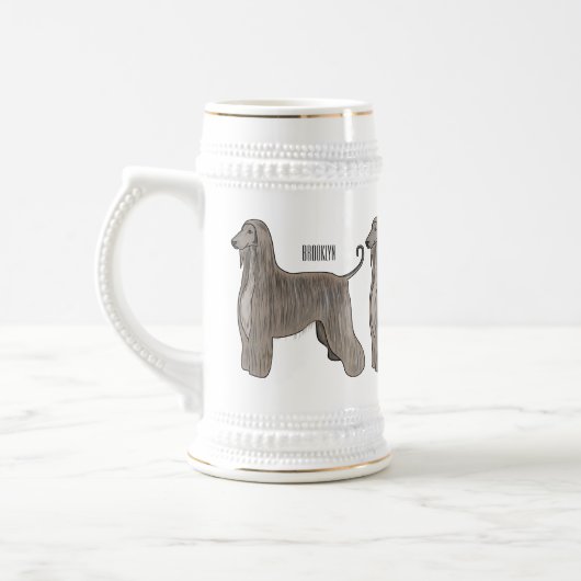 Afbeelding cartoon Afghaanse hond Bierpul (Links)