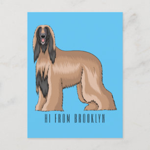 Afbeelding cartoon Afghaanse hond Briefkaart