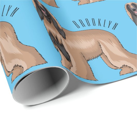 Afbeelding cartoon Afghaanse hond Cadeaupapier (Rol Hoek)