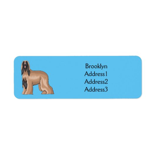 Afbeelding cartoon Afghaanse hond Etiket (Voorkant)