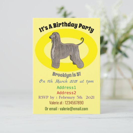 Afbeelding cartoon Afghaanse hond Kaart (Staand voorkant)