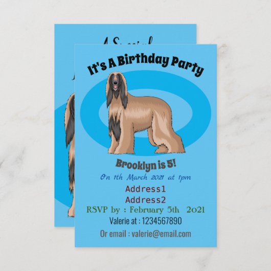 Afbeelding cartoon Afghaanse hond Kaart (Voorkant / Achterkant)