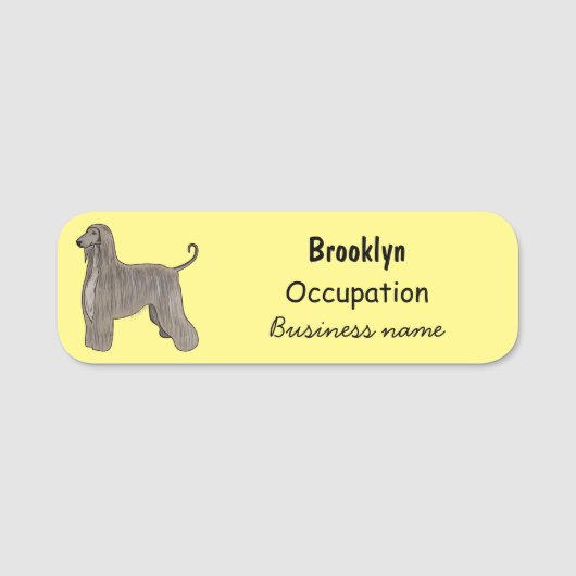 Afbeelding cartoon Afghaanse hond Naamplaatje (Voorkant)