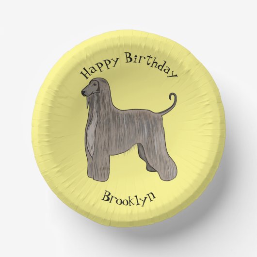 Afbeelding cartoon Afghaanse hond Papieren Kommen (Voorkant)