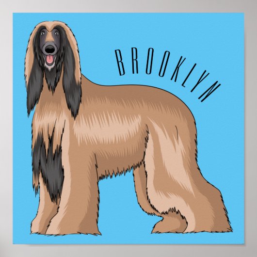 Afbeelding cartoon Afghaanse hond Poster (Voorkant)