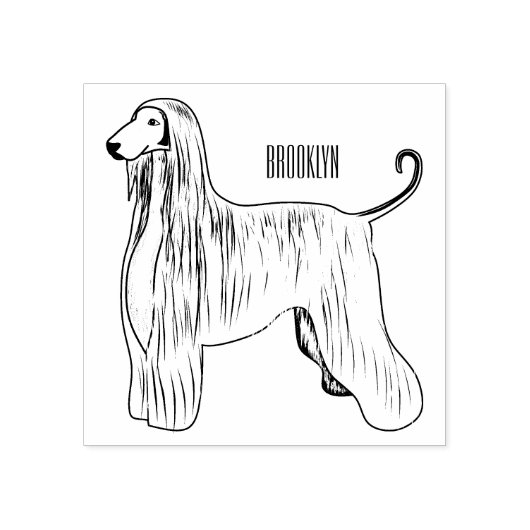 Afbeelding cartoon Afghaanse hond Rubberstempel (Afrduk)