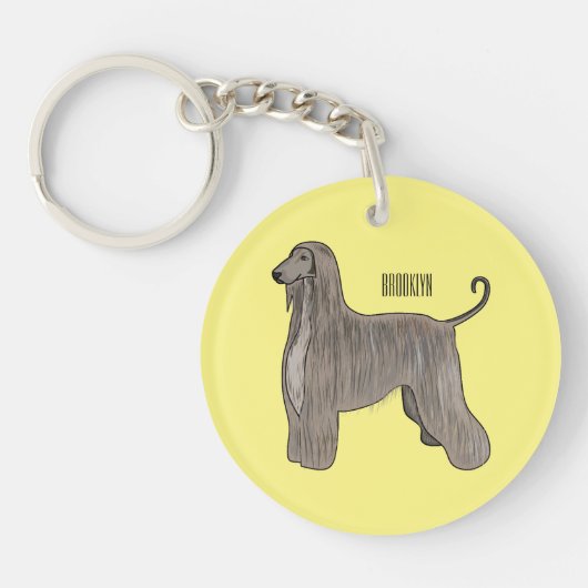 Afbeelding cartoon Afghaanse hond Sleutelhanger (Voorkant)