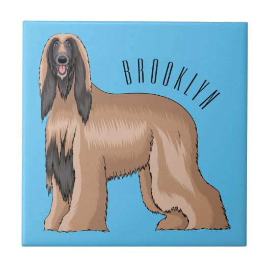 Afbeelding cartoon Afghaanse hond Tegeltje (Voorkant)