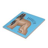 Afbeelding cartoon Afghaanse hond Tegeltje (Zijkant)