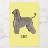 Afbeelding cartoon Afghaanse hond Voedselcontainer Etiket (Enkel label)
