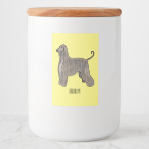 Afbeelding cartoon Afghaanse hond Voedselcontainer Etiket