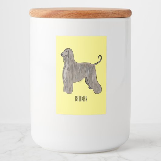 Afbeelding cartoon Afghaanse hond Voedselcontainer Etiket (Voorkant)