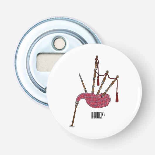Afbeelding cartoon Bagpipes Button Flesopener (Voorkant)