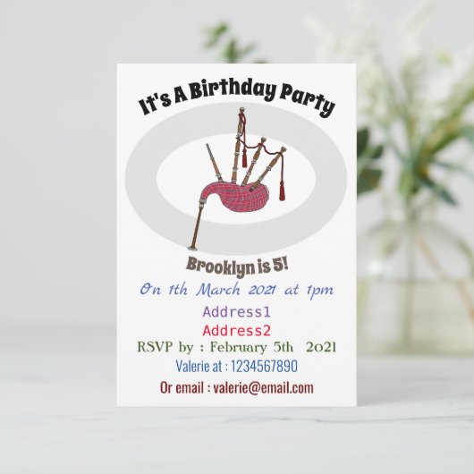 Afbeelding cartoon Bagpipes Kaart (Staand voorkant)