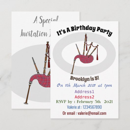 Afbeelding cartoon Bagpipes Kaart (Voorkant / Achterkant)