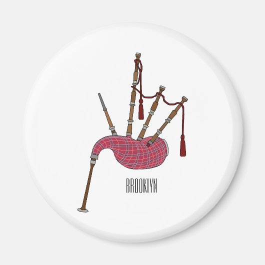 Afbeelding cartoon Bagpipes Magneet (Voorkant)