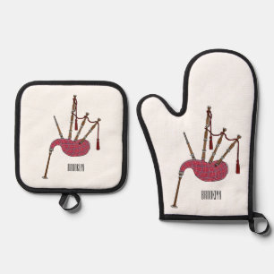 Afbeelding cartoon Bagpipes Ovenwant & Pannenlap Set