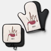 Afbeelding cartoon Bagpipes Ovenwant & Pannenlap Set (Voorkant / Achterkant)