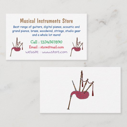 Afbeelding cartoon Bagpipes Visitekaartje (Voorkant / Achterkant)