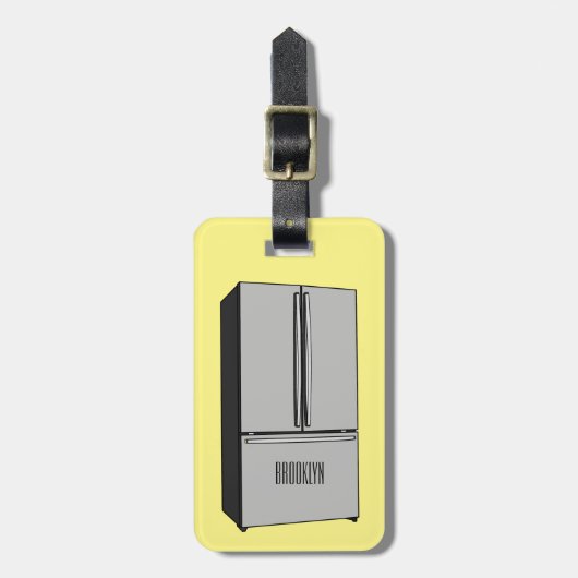 Afbeelding cartoon Franse deurkoelkast Bagagelabel (Voorkant verticaal)