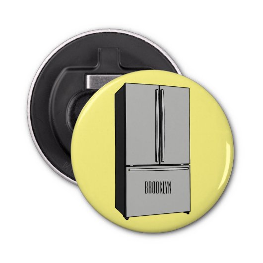 Afbeelding cartoon Franse deurkoelkast Button Flesopener (Voorkant)