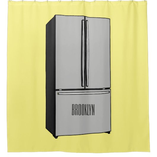 Afbeelding cartoon Franse deurkoelkast Douchegordijn (Voorkant)