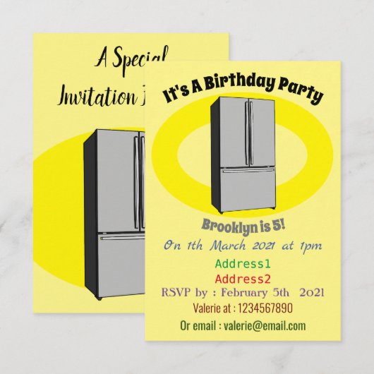 Afbeelding cartoon Franse deurkoelkast Kaart (Voorkant / Achterkant)