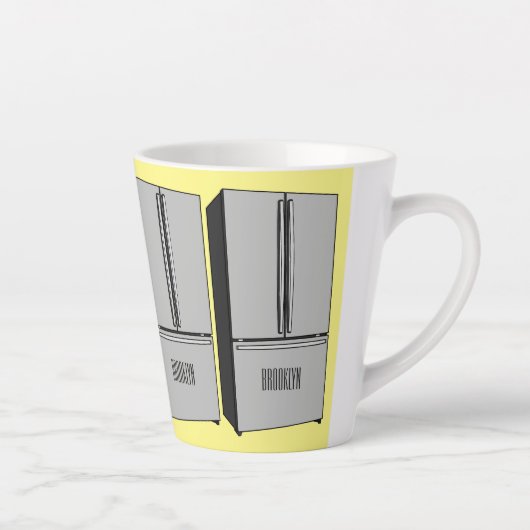 Afbeelding cartoon Franse deurkoelkast Latte Mok (Rechts)