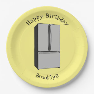 Afbeelding cartoon Franse deurkoelkast Papieren Bordje