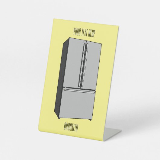 Afbeelding cartoon Franse deurkoelkast Reclamebord Met Voetstuk (Voorkant)