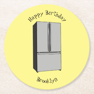 Afbeelding cartoon Franse deurkoelkast Ronde Kartonnen Onderzetter